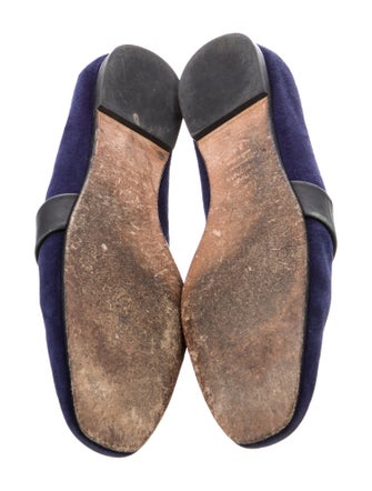 Stuart Weitzman Suede Leather Trim Embellishment Loafers