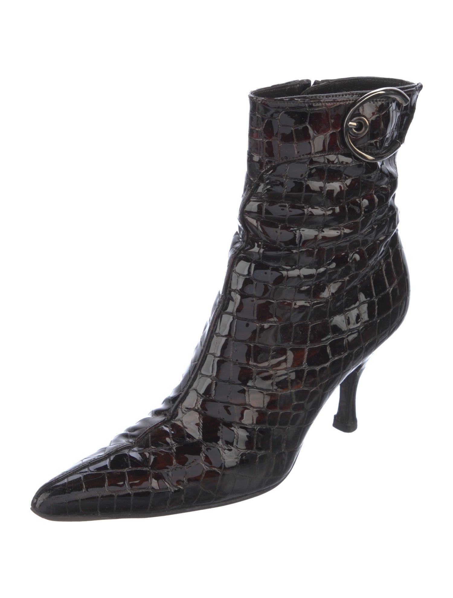 Stuart Weitzman Patent Leather Lace-Up Boots
