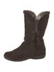 Stuart Weitzman Suede Tassel Accents Lace-Up Boots