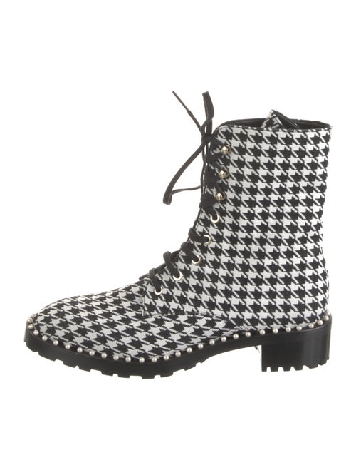 Stuart Weitzman Faux Pearl Accents Canvas Combat Boots