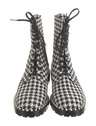Stuart Weitzman Faux Pearl Accents Canvas Combat Boots