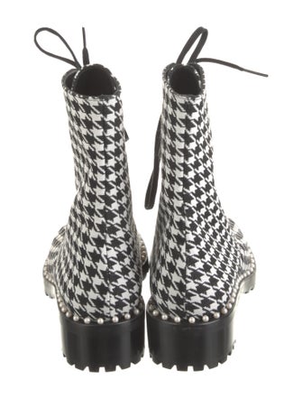 Stuart Weitzman Faux Pearl Accents Canvas Combat Boots