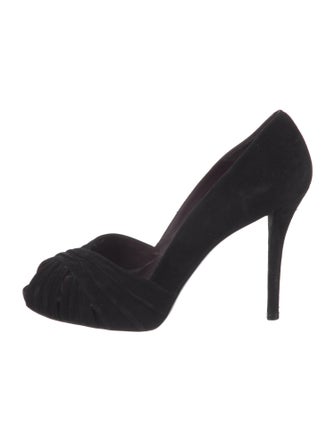 Stuart Weitzman Suede Cutout Accent D'Orsay Pumps