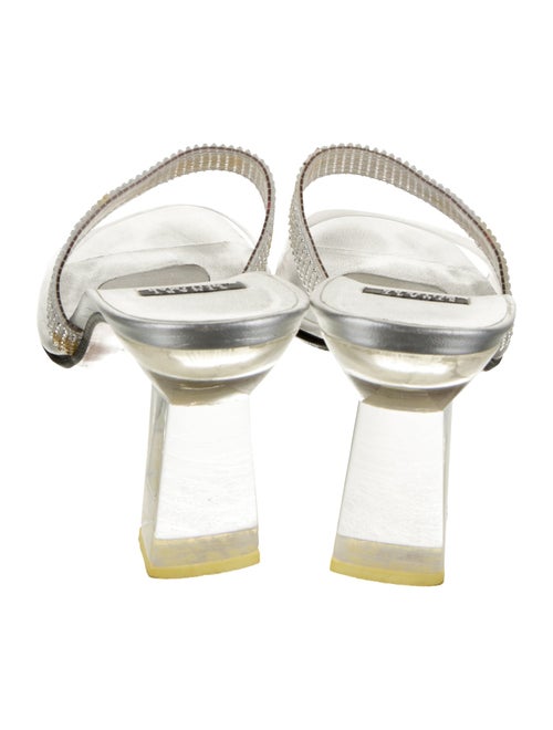 Stuart Weitzman Leather Crystal Embellishments Slides