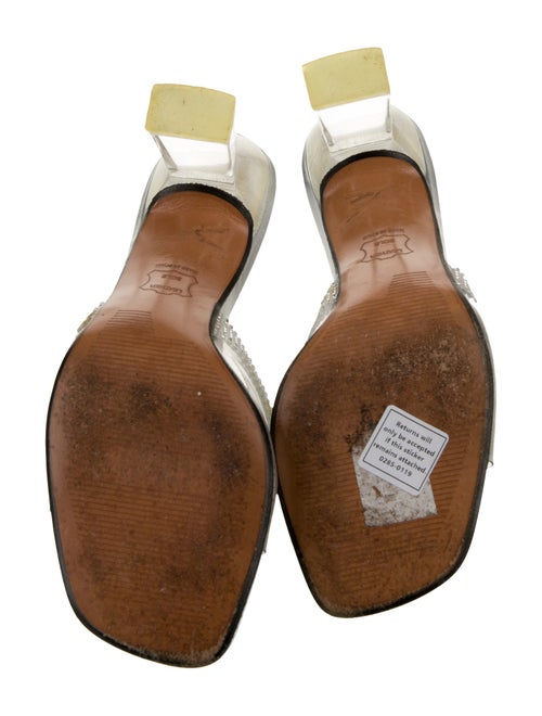 Stuart Weitzman Leather Crystal Embellishments Slides