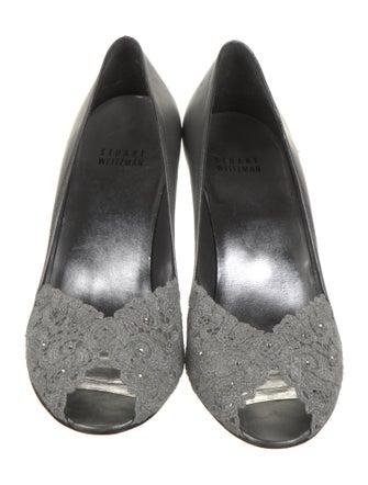 Stuart Weitzman Leather Lace Pattern Pumps