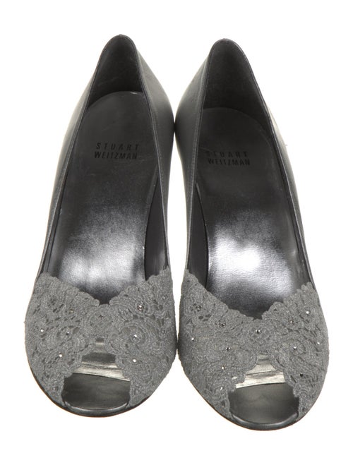 Stuart Weitzman Leather Lace Pattern Pumps