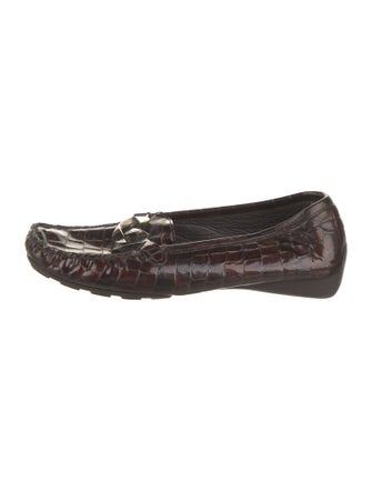 Stuart Weitzman Patent Leather Chain-Link Accents Loafers