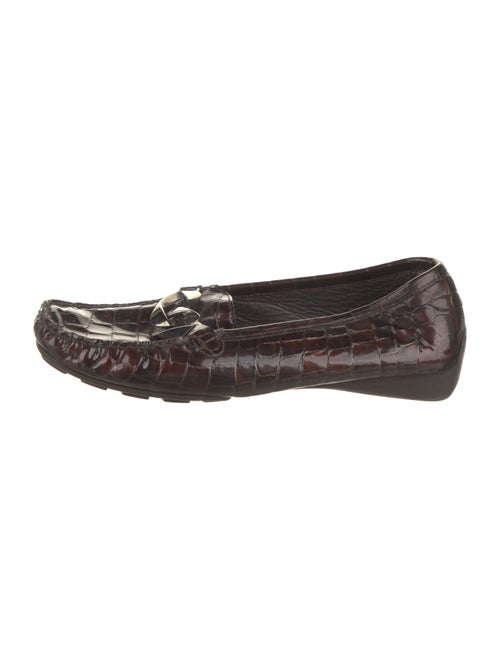 Stuart Weitzman Patent Leather Chain-Link Accents Loafers