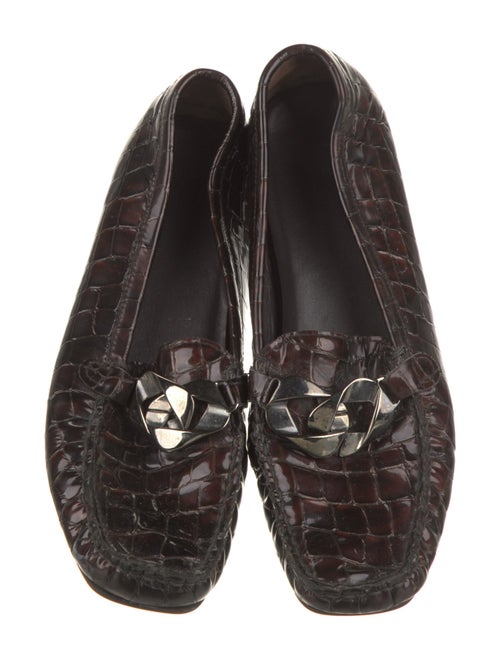 Stuart Weitzman Patent Leather Chain-Link Accents Loafers