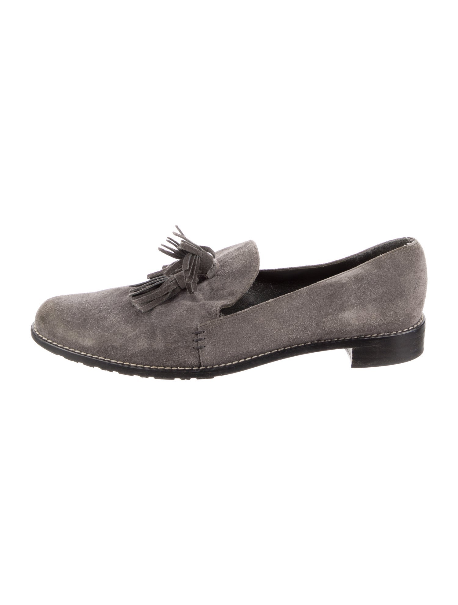 Stuart Weitzman Suede Tassel Accents Loafers