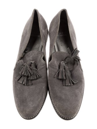 Stuart Weitzman Suede Tassel Accents Loafers