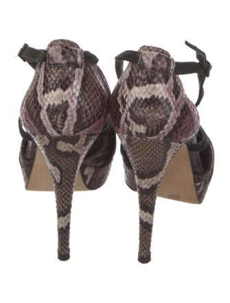 Stuart Weitzman Embossed Leather Animal Print T-Strap Pumps