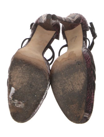 Stuart Weitzman Embossed Leather Animal Print T-Strap Pumps