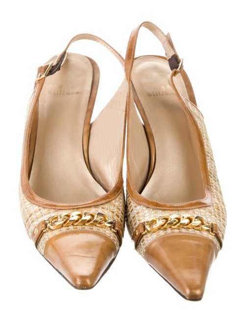 Stuart Weitzman Patterned Chain-Link Accents Slingback Pumps