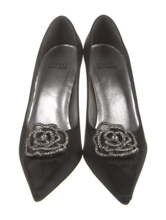 Stuart Weitzman Satin Floral Print Pumps