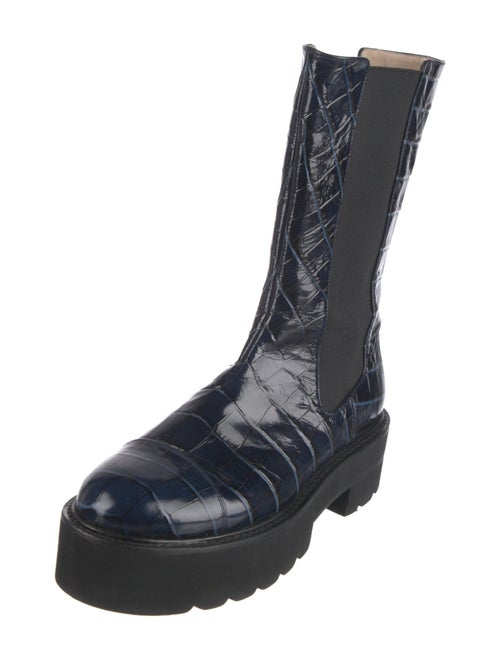 Stuart Weitzman Leather Animal Print Combat Boots