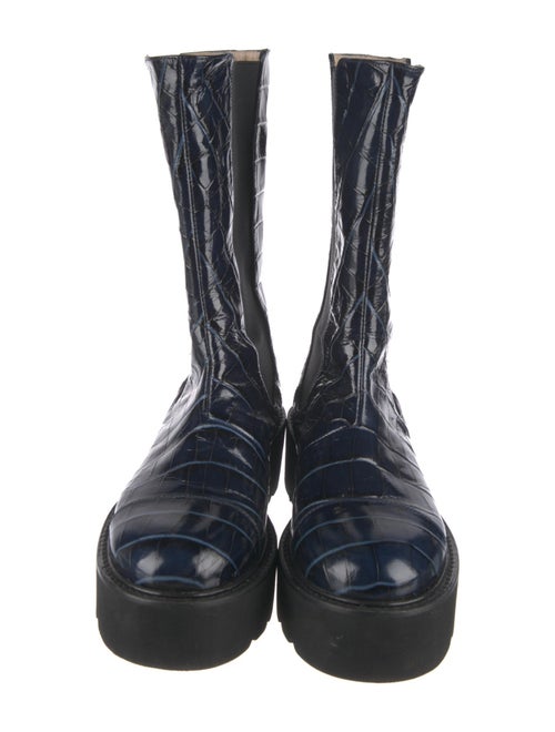 Stuart Weitzman Leather Animal Print Combat Boots