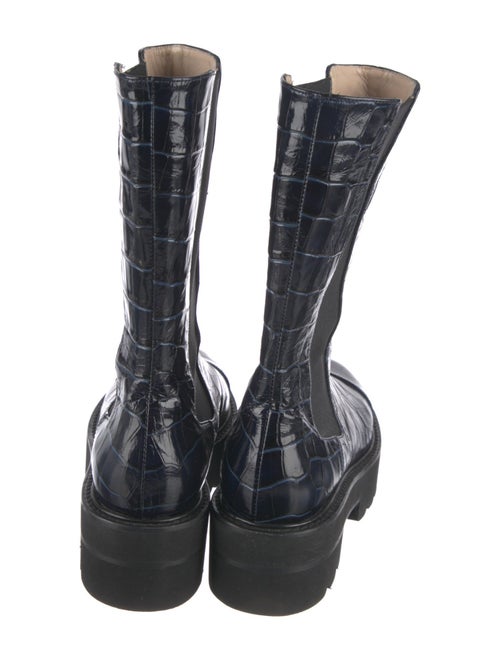 Stuart Weitzman Leather Animal Print Combat Boots