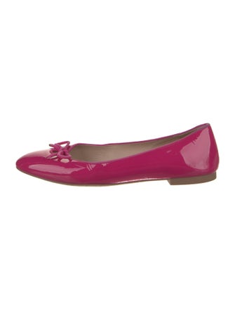Stuart Weitzman Patent Leather Bow Accents Ballet Flats