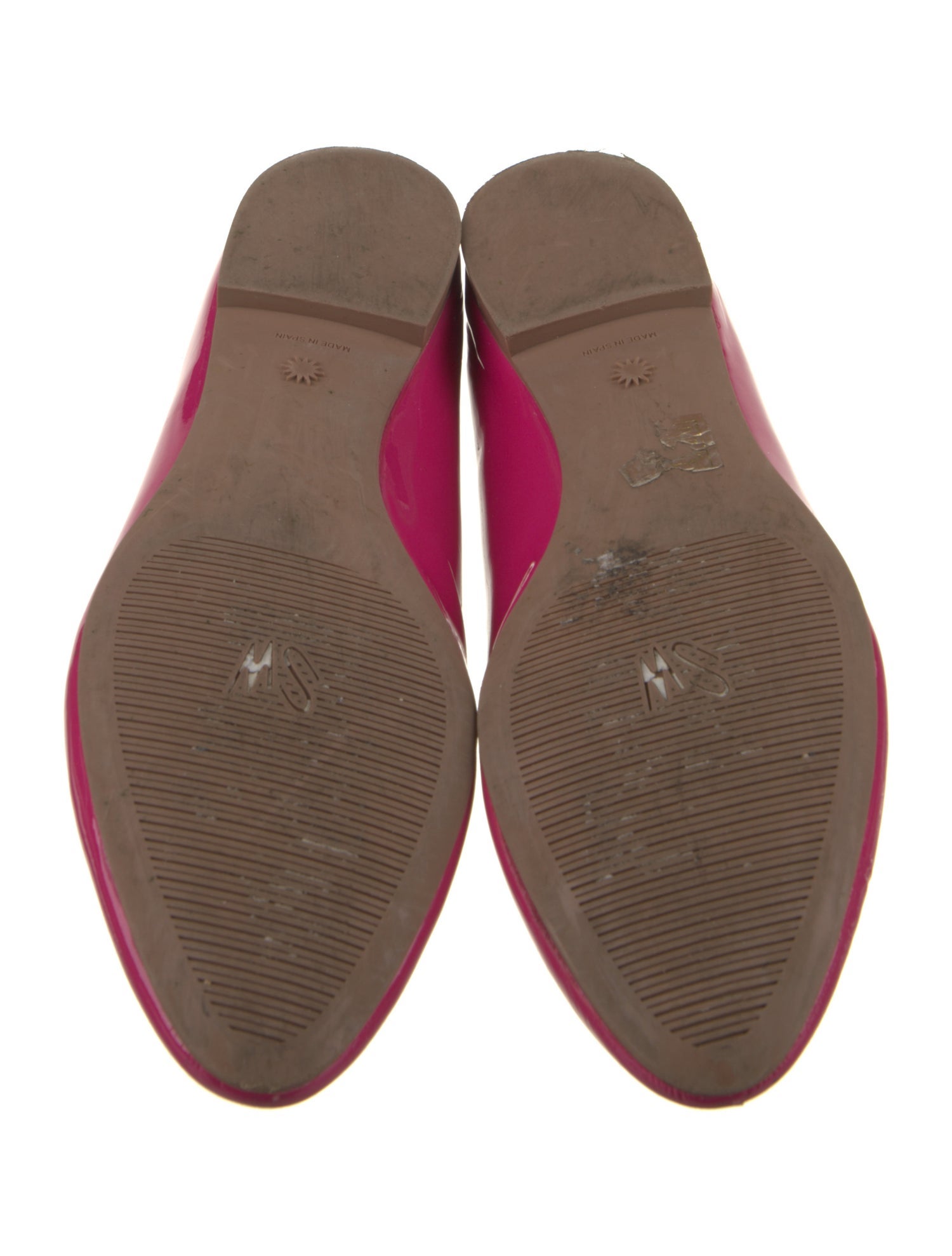 Stuart Weitzman Patent Leather Bow Accents Ballet Flats