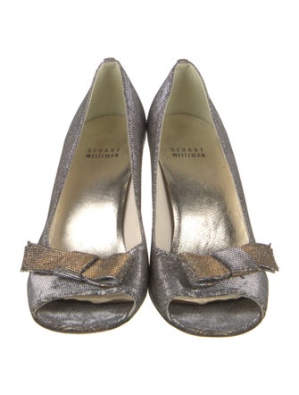 Stuart Weitzman Glitter Bow Accents Pumps