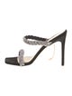 Stuart Weitzman Suede Crystal Embellishments Slides