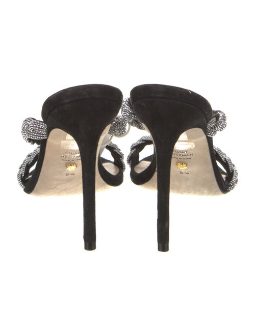 Stuart Weitzman Suede Crystal Embellishments Slides