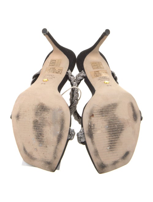 Stuart Weitzman Suede Crystal Embellishments Slides