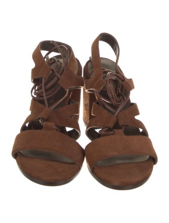 Stuart Weitzman Suede Cutout Accent Gladiator Sandals