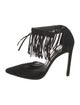 Stuart Weitzman Suede Fringe Trim Accent D'Orsay Pumps