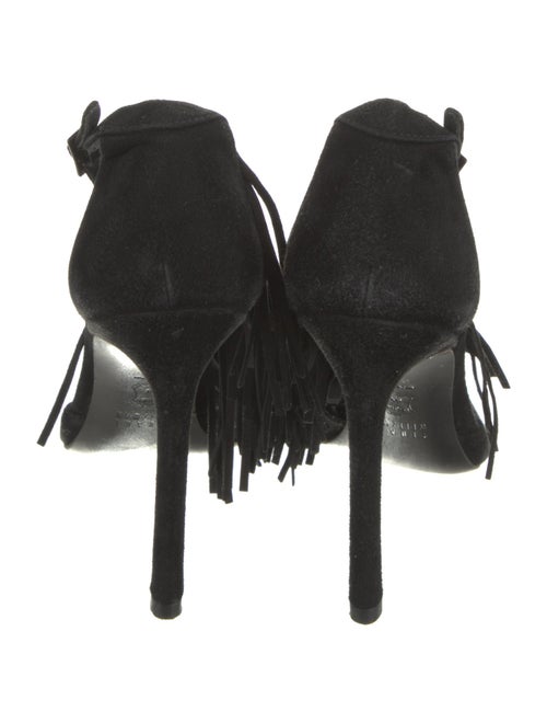 Stuart Weitzman Suede Fringe Trim Accent D'Orsay Pumps