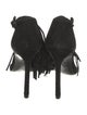 Stuart Weitzman Suede Fringe Trim Accent D'Orsay Pumps