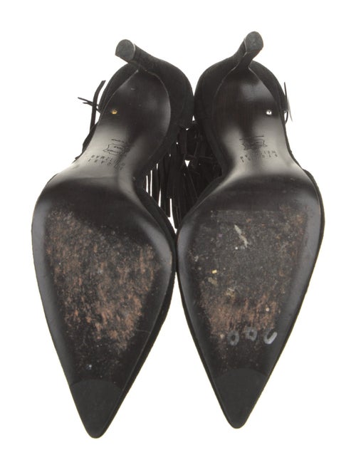 Stuart Weitzman Suede Fringe Trim Accent D'Orsay Pumps