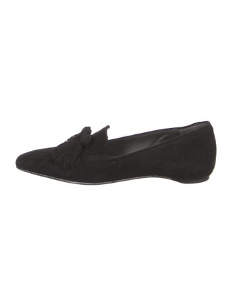 Stuart Weitzman Suede Tassel Accents Loafers
