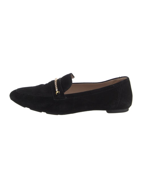 Stuart Weitzman Suede Crystal Embellishments Loafers