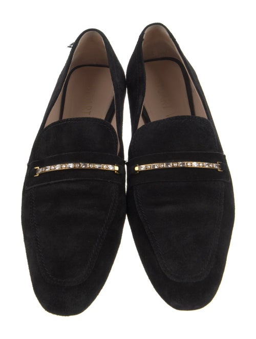 Stuart Weitzman Suede Crystal Embellishments Loafers