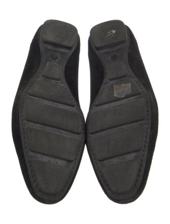 Stuart Weitzman Suede Crystal Embellishments Loafers