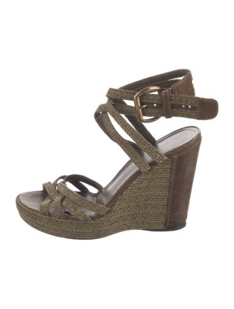 Stuart Weitzman Leather Cutout Accent Espadrilles