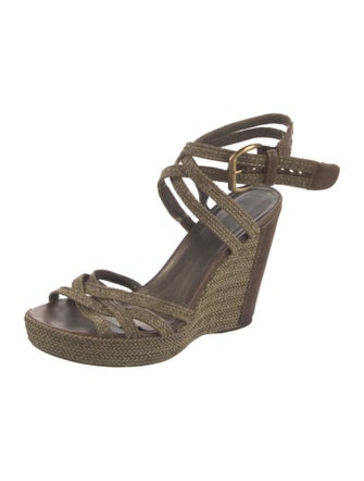 Stuart Weitzman Leather Cutout Accent Espadrilles