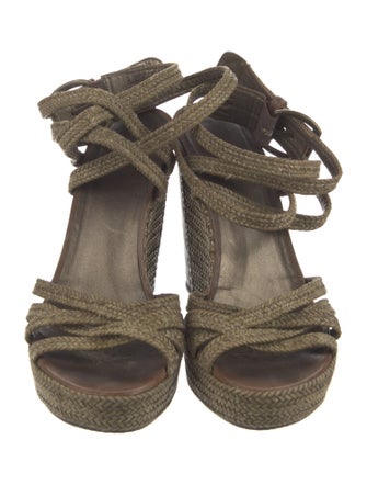 Stuart Weitzman Leather Cutout Accent Espadrilles