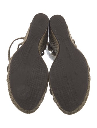 Stuart Weitzman Leather Cutout Accent Espadrilles