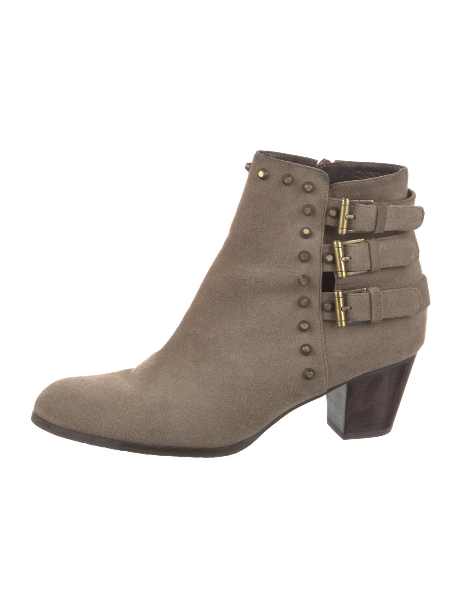 Stuart Weitzman Suede Studded Accents Moto Boots