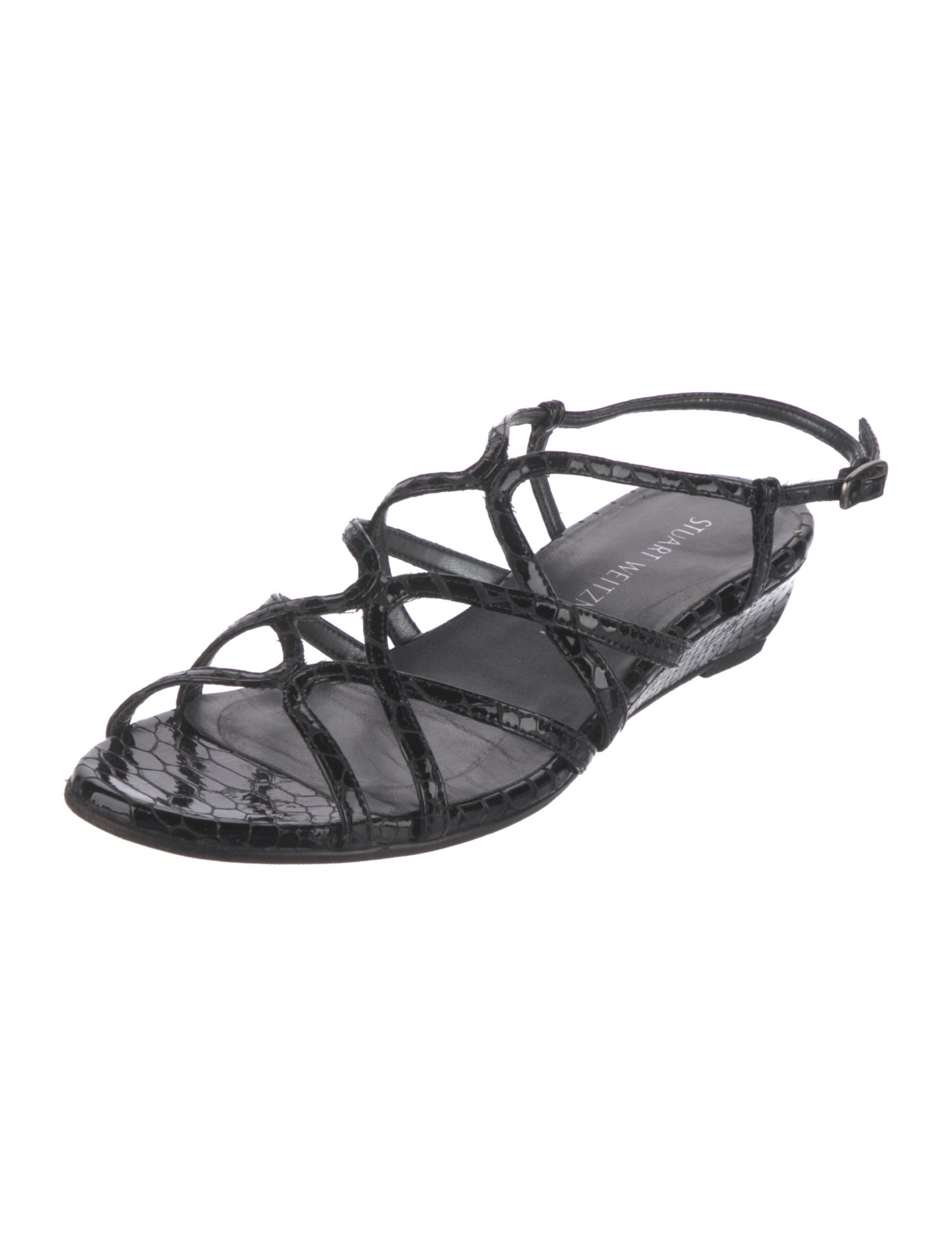 Stuart Weitzman Embossed Leather Slingback Sandals