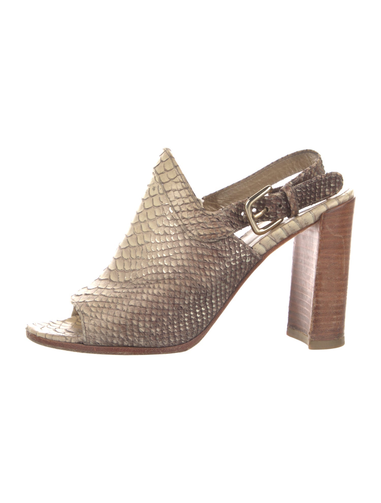 Stuart Weitzman Embossed Leather Animal Print Slingback Sandals