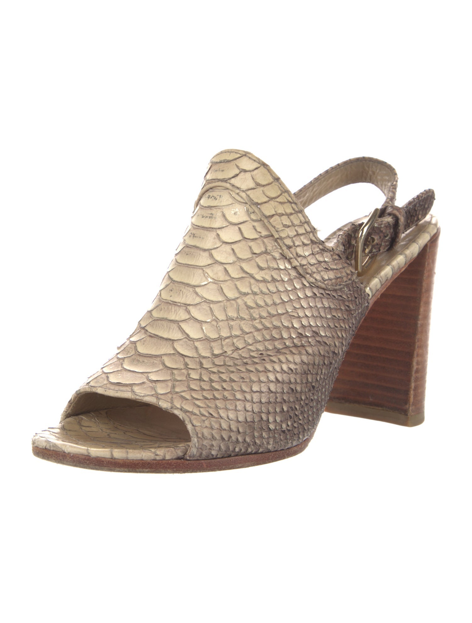 Stuart Weitzman Embossed Leather Animal Print Slingback Sandals