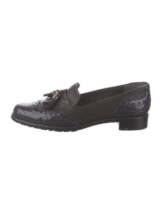 Stuart Weitzman Leather Embroidered Accent Loafers