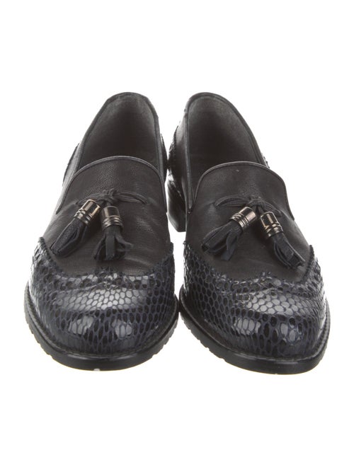 Stuart Weitzman Leather Embroidered Accent Loafers
