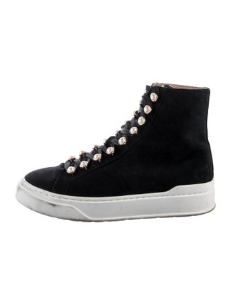 Stuart Weitzman Suede Beaded Accents Sneakers