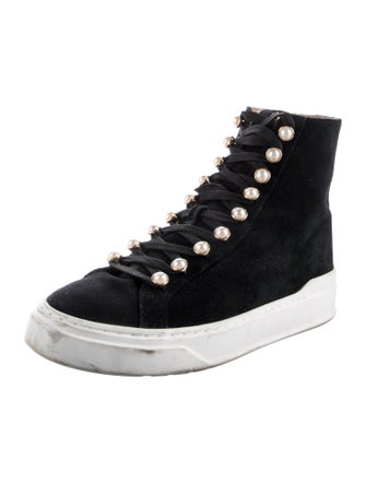 Stuart Weitzman Suede Beaded Accents Sneakers